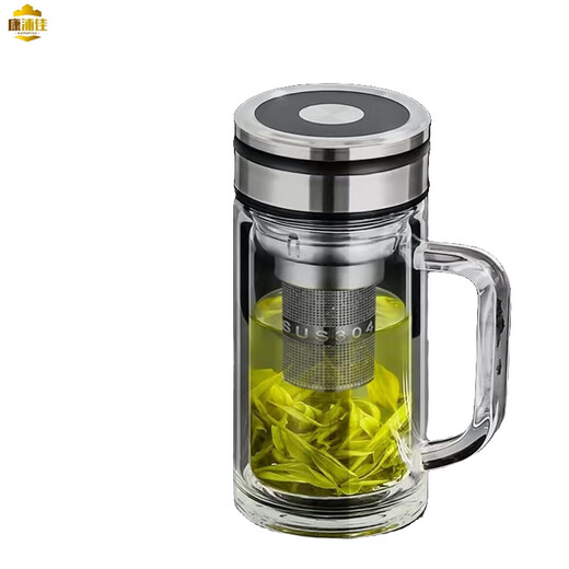 CANPOGAD high-end double-layer tea separation cup household high-temperature-resistant office cup insulated belt handle high borosilicate glass tea cup one tea warehouse not recommended
