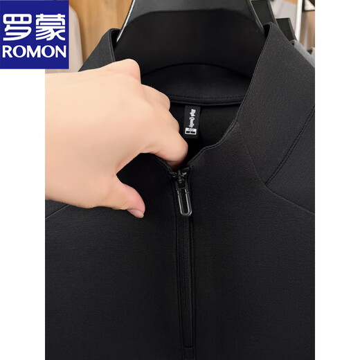ROMON half-zip sweatshirt men's stand-up collar jacket solid color 2025 new autumn and winter top sports cycling clothing trendy green XL