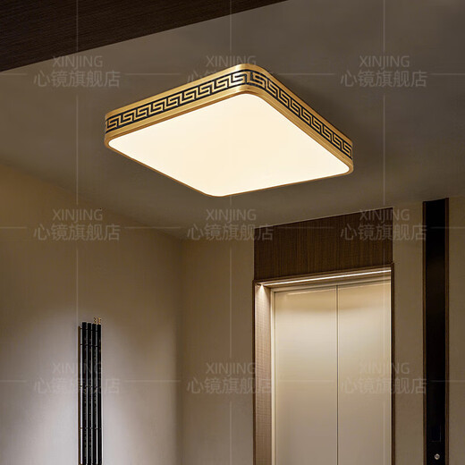 
Heart mirror full copper outdoor ceiling light villa door light Chinese balcony entrance hall aisle anti-mosquito entry door light X3891-300/square