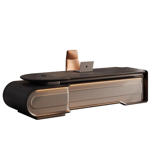 Aosenming high luxury solid wood desk boss desk modern office chairman president desk executive desk computer workbench natural mocha oak grain 2.8 meters boss desk