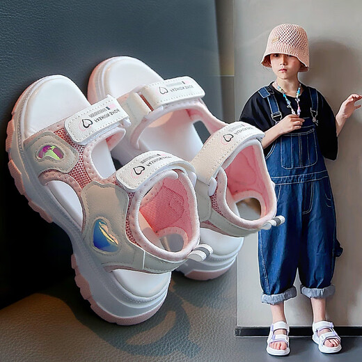 Shiwen Sandales pour Enfants Chaussures pour Filles Été 2024 Nouvelles Chaussures de Princesse de Mode pour Les Grands Enfants et Les Filles Chaussures de Plage de Sport à Semelles Souples Rose 9902 26_La longueur intérieure de la chaussure est d'environ 16,5 cm