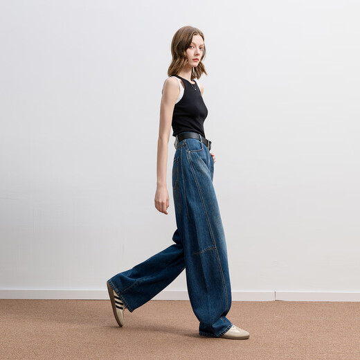 Sancai 2025 Autumn New Retro Casual Jeans Loose Slim Banana Pants Wide Leg Pants Trousers M