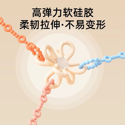 Baby teether anti-lost chain rope bite clip baby silicone pacifier chain anti-lost chain teething toy double buckle - length 40CM Yuanqi Orange