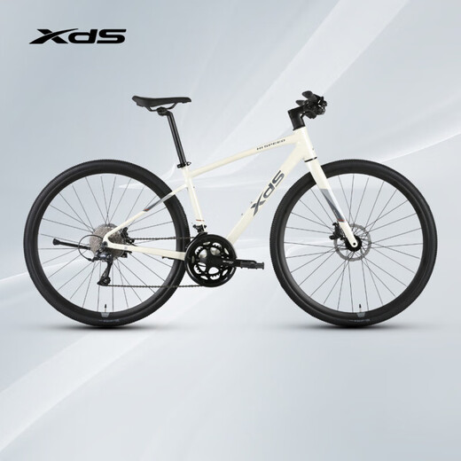 喜德盛（xds）极速380平把公路车油压碟刹18速禧玛诺后拨桶轴自行车成人 米白/卡其 450mm 建议身高160-170cm