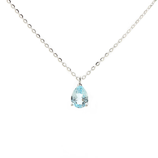 Fat Donglai's same style blue topaz, free certificate, 925 silver crystal water drop necklace for women, sky blue pendant, heart-pounding gift box packaging, water drop necklace silver + topaz