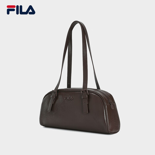 FILA Official Women's Bag Handbag 2025 Winter New Fashion Casual Shoulder Bag Handbag Boston Bag Dark Original Brown-BN XS