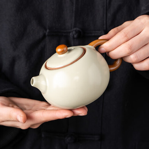 Ru kiln kung fu tea set complete set for home new high-end ceramic teacup teapot tea washing office complete set of tea set with 15 heads Ru kiln ink covered bowl 8 cups + pot washing channel