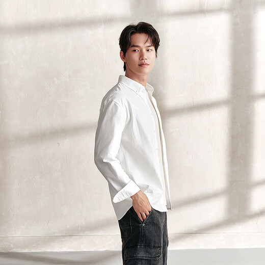 Semir long-sleeved shirt men's pure cotton work and commuting solid color versatile autumn wear classic lapel top 101524105105