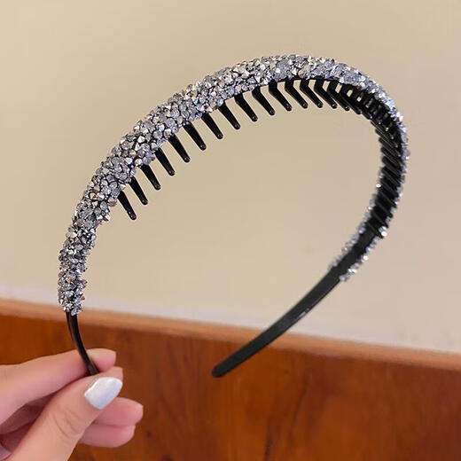 Rhinestone toothed anti-slip hair hoop for women, 2025 new style broken hair sorting artifact, face wash and hair pressure headband, hairpin, silver rhinestone headband, popular style