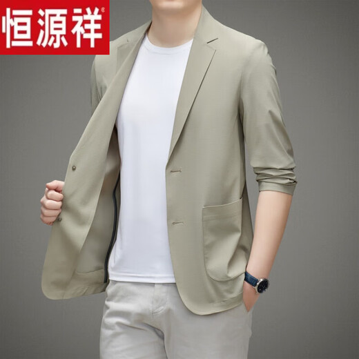 Hengyuanxiang Fashion Men's Ice Silk Suit Laminated Seamless Casual Feeling Suit Jacket Spring and Summer Air Conditioning Shirt Sun Protection Clothes Black (Ice Silk Sun Protection Thin Style) 220011 170 M