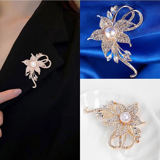 Ancient brooch, high-end women's light luxury corsage gift box, exquisite niche pin, silk scarf button, birthday gift for women, practical TW119 brooch 3-piece set