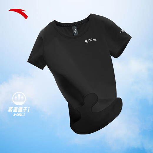 ANTA Quick-drying T丨Moisture-absorbent and breathable thin short-sleeved T-shirt for women summer new running and cycling knitted sports top