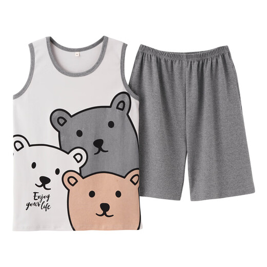 Heshe Campus (Tataschool) summer sleeveless vest shorts couple pajamas for women teenagers pure cotton men plus fat plus size loose home clothes WJ9856 Ya vest cover M women 80-95 Jin [Jin equals 0.5 kg]