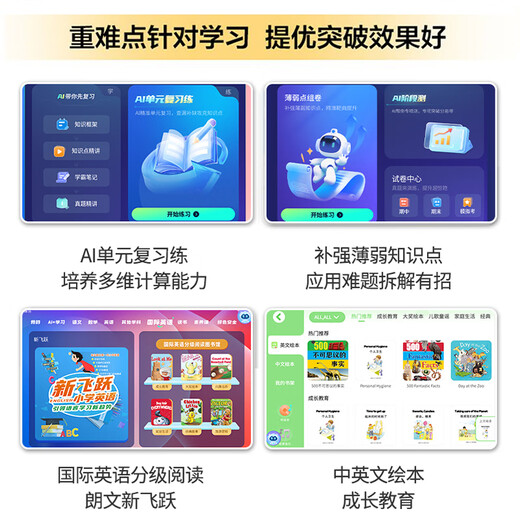 Zhuangyuanlang AI learning machine tablet computer for nine courses from elementary school to junior high school to high school synchronized tutoring machine English reading machine electronic dictionary dual system parent control 8+256G