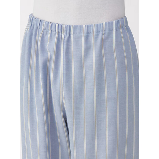 MUJI men's side seamless double layer gauze pajamas home clothes Saxony blue stripes 5A L