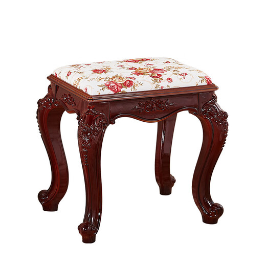 He Jiagong guzheng stool piano stool single European dressing table stool American makeup chair Chinese classical household square stool dark brown brown surface (square)