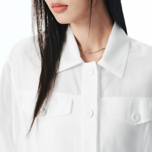 Peacebird Clear Acetate Blended Shirt Jacke Damen 2025 Neue kurze Jacke Temperament Mode Jacke Damen* Weiß S 155