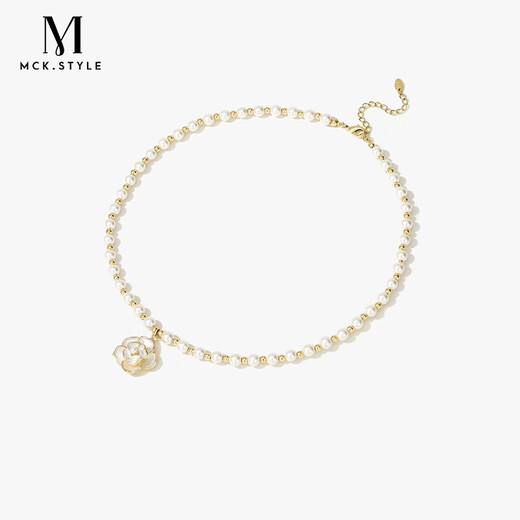 Mck Camellia Imitation Pearl Necklace Women's Necklace Clavicle Chain Girlfriend Chinese Valentine's Day Gift