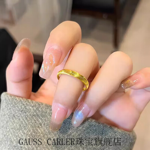 GAUSS CARLER old phoenix gold-plated silver ring ring fashionable 5G glossy cat eye ring women's 24K ring 0.01g same style cat eye No. 6 (US size)