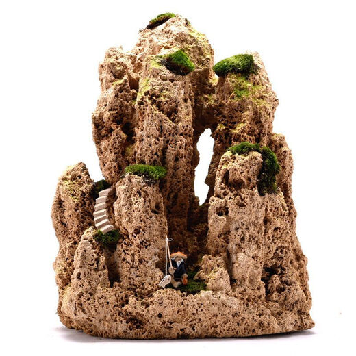 Water-absorbing stone, natural water-absorbing stone, bonsai original stone, water-absorbing stone, rockery stone, flowing water fountain, fish tank stone, landscaping stone, buy stone + pot (free grass seeds with stone) 10-14cm water-absorbing stone