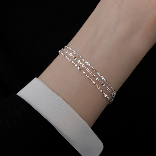 Qingyu 925 sterling silver three-layer chain bracelet bracelet with a sense of best friend niche design bracelet 925 silver three-layer chain bracelet