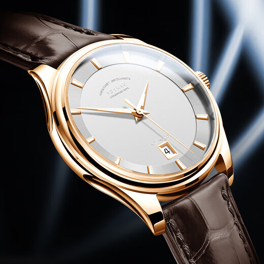 Berman Deutsche zertifizierte Markenuhr, mechanische Herrenuhr, vollautomatische Herrenuhr, Kalender, leuchtende, wasserdichte Herrenuhr SF 3882, Rosenschale, weißes Zifferblatt, braunes Band, 39 mm