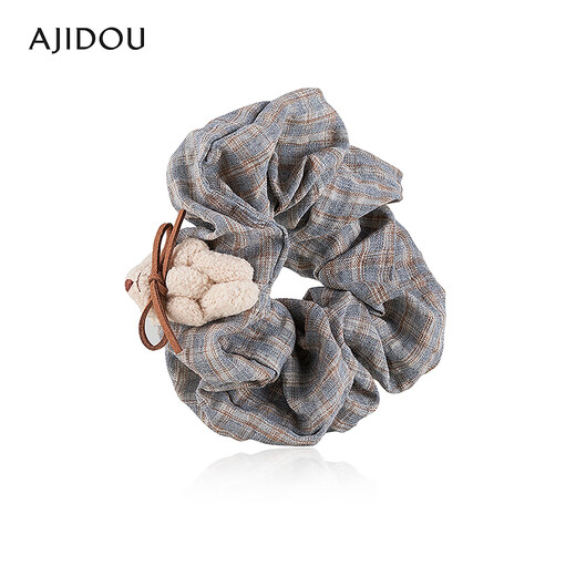 AJIDOU Ajidou hair accessories for women, fashionable and cute bear casual high ponytail elastic large intestine hair ring birthday gift for girlfriend gray + khaki 1 piece