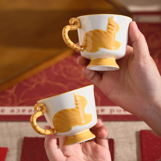 DearDali wedding gift for newlyweds, girlfriends, wedding, engagement, high-end practical living room water cups and water sets, complete tea set set, high-end gift box, orange cat water set, one pot, six cups + tray