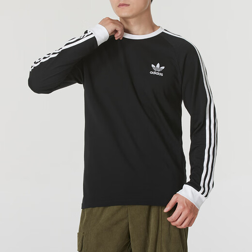 阿迪达斯 （adidas）三叶草jennie同款黑色长袖T恤女装春季新款男士打底衫 IA4877/主图款/经典黑/长袖/纯1 180 /100A/M