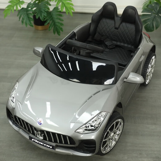 Children's electric car four-wheel car remote control toy car child can sit large baby stroller rechargeable white bluetooth music swing remote control self-driving anti-