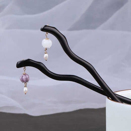 Ancient style ebony hairpin, Tianzhi-lily of the valley hairpin, simple and modern wooden hairpin for hair, Hanfu hair accessories, cheongsam accessories, Tianzhi-purple-of-the-valley hairpin