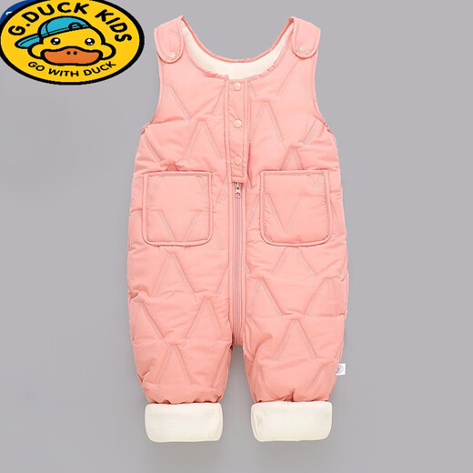 G.DUCKKIDS children's overalls for boys and girls in autumn and winter all-in-one velvet cotton pants for babies with open stalls for children and infants thickened outer pants black plus velvet and thickened - 90