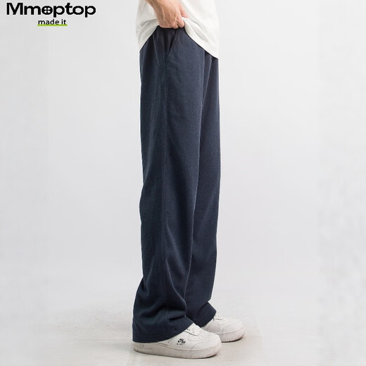 MMOPTOP Japanese Slim Straight Guard Pants Autumn Men's Drapey Loose Sports Casual Pants MXXK61 Sapphire Blue L
