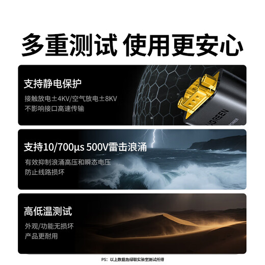 绿联USB转RS232/RS485/RS422转换器 USB转485 三合一九针串口线 电脑com口通信线转接线 1.5米 55840