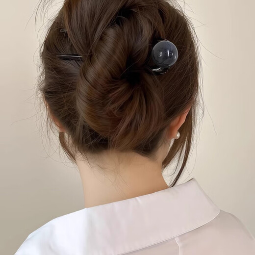 Kamalun (KAMALUN) retro U-shaped hairpin women's high-end hairpin 2025 new summer ball head hairpin hairpin at the back of the head gray black + brand gift box