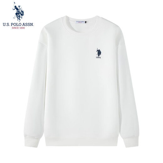 U.S. POLO ASSN. Sweater men's autumn and winter Paul men's high-end casual round neck bottoming shirt sports long-sleeved T-shirt for men white 2XL