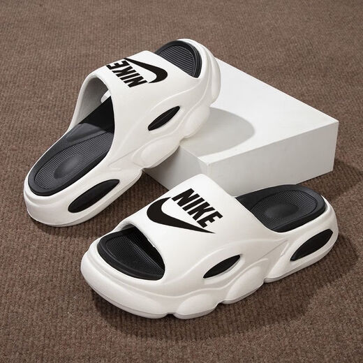 NBA KIDSNAKE-Super thick slippers for men, non-slip and anti-odor slippers for men, fashionable thick-soled summer super soft soles for outer wear, Nike-black with white hooks, Nike-44-45