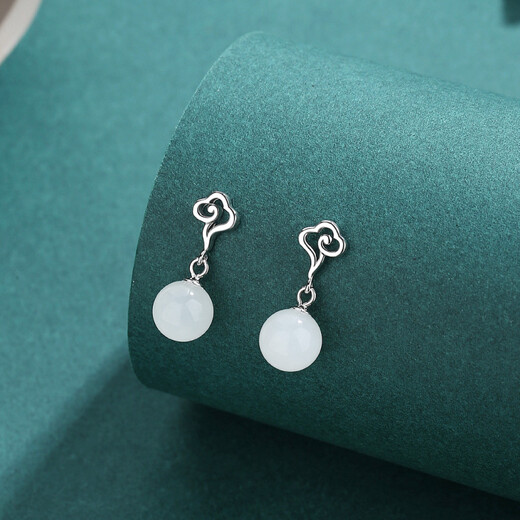 Enchanting Cat S925 Sterling Silver Hetian Jade Earrings for Women 2025 New Earrings for Women Birthday Gifts for Girls Practical and Advanced Gold Pair (with Rose Gift Box)