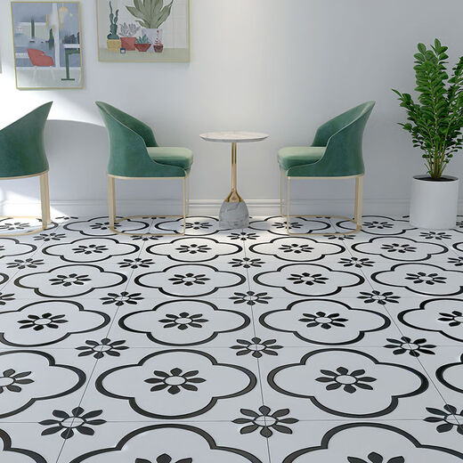 All-Ceramic Nordic 60*60 Schwarz-Weiß-Blumenfliesen-Restaurant-Bekleidungsgeschäft Badezimmer Anti-Rutsch-Laden-Resistant Floor Fliesen 600600 6603