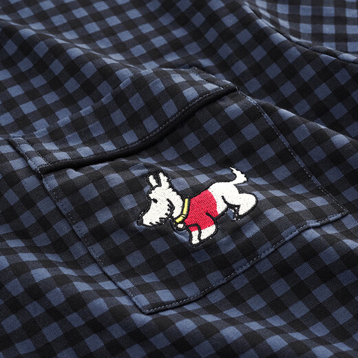 Princess Mark couple pajamas for women spring and autumn pure cotton retro plaid long-sleeved puppy suit autumn and winter home clothes for men J9165-couple men's 2XL