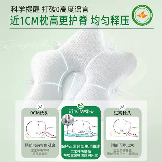 Audemars Piguet shaped pillow for babies 0-6 months sleeping with round heads to correct head shape in summer 0-1 years old newborn baby pillow to prevent head deflection, 10A grade antibacterial and anti-mite, blue and white