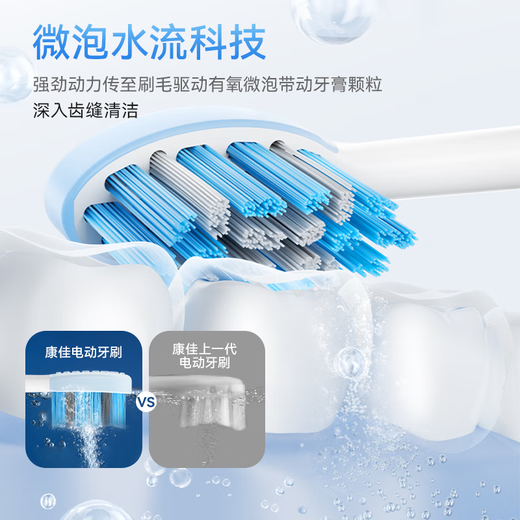 康佳（KONKA）电动牙刷成人款家用磁悬浮声波电动软毛牙刷充电情侣电动牙刷 【珍珠白】8个杜邦抗菌软刷头