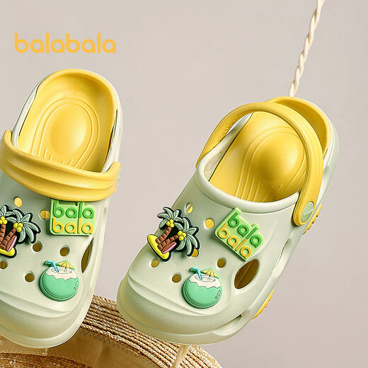 Balabala children's shoes children's clogs non-slip home slippers boys and girls sandals new summer outer wear green tone 00344 35 (inner length 23cm recommended foot length 22cm)
