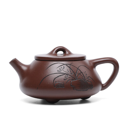 Zanghu Tianxia Yixing purple sand pot purely hand-engraved teapot stone ladle pot household kung fu teapot tea set orchid stone ladle pot orchid stone ladle (single pot) 210ml