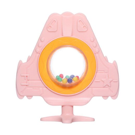 Baby bite molar stick, infant silicone teether, molar teeth fixator, rattle teether, airplane ring teether, airplane-rattle teether pink + storage box