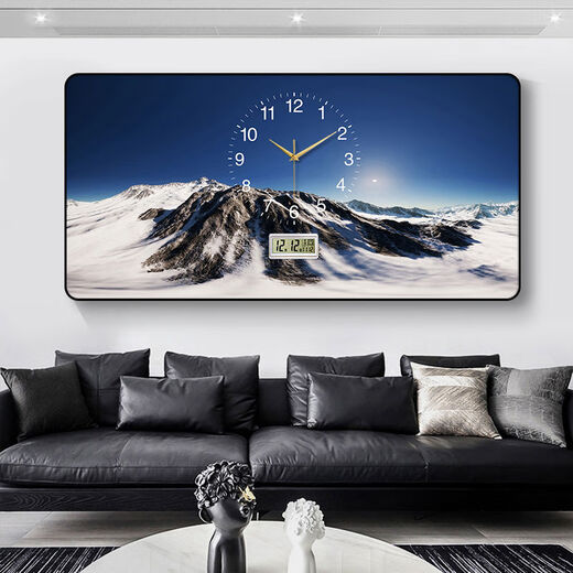 2025 neuer Stil der dekorativen Maluhr Walluhr Perpetual Kalender Wohnzimmer Dining Uhr Moderne einfache und atmosphärische Hängemalerei Uhr Horizontale Länge 120 cm vertikaler Höhe 60 cm abgerundetem Aluminiumlegierschwarze Schwarzer Rahmen Upgraded Modell C62.96 Perpetual Kalendertemperatur Temperatur Temperatur Temperatur