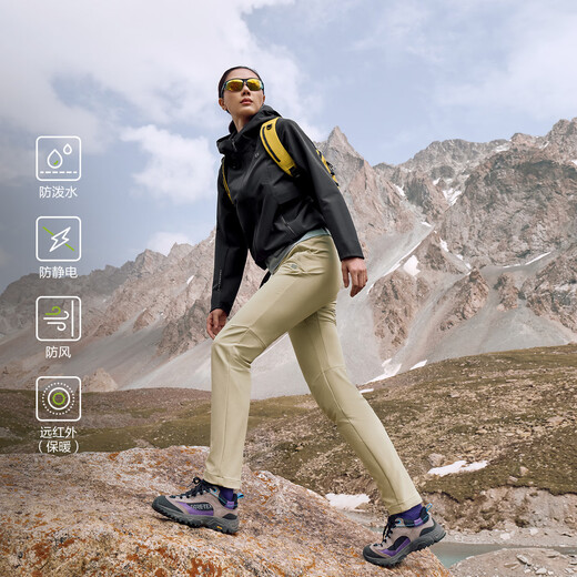 KOLON SPORT/Kolon Wind Ridge Graphene Soft Shell Jacket Women's Outdoor Sports Water-Repellent Anti-static Windproof Jacket LKJK5WNT04-BK Black M 165/88A