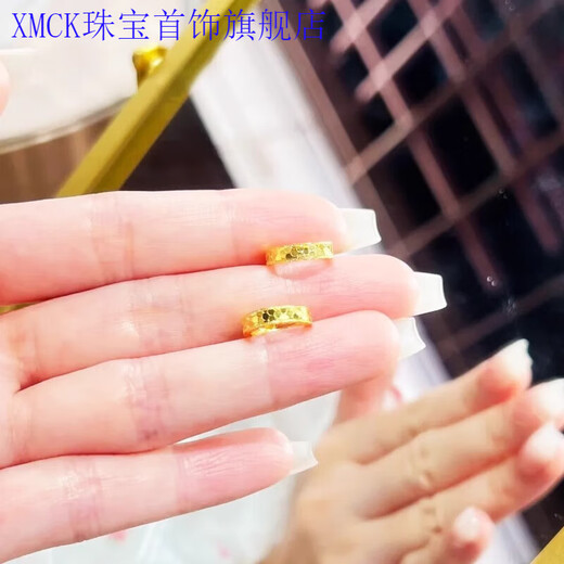 XMCK Old Phoenix 999 Gold Pure Gold Crushed Ice Earrings 2025 Temperament Circle Earrings Light Luxury Niche Ear Hole Earrings