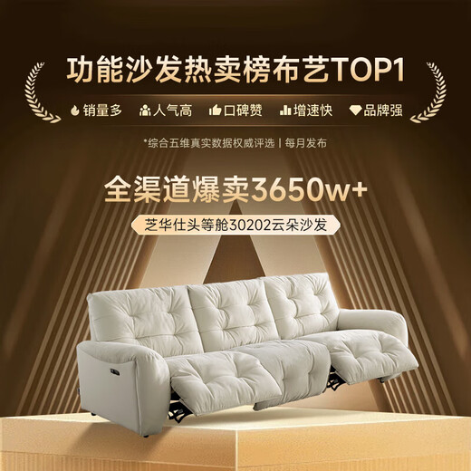 Chivas (CHEERS) first class electric functional sofa living room fabric small apartment sofa cloud cream style Chivas Regal 30202