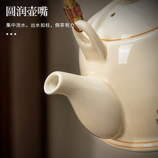 Panda teapot household ceramic teapot tea cup afternoon tea tea set cup set birthday gift ceramic panda bamboo handle teapot (everything goes well)
